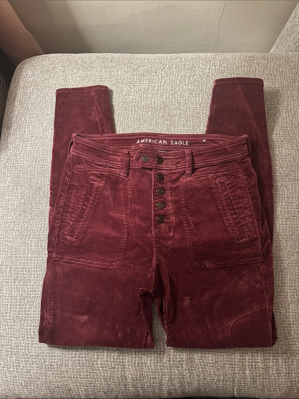 American Eagle Outfitters Women's Wine Corduroy High-Rise Jeans